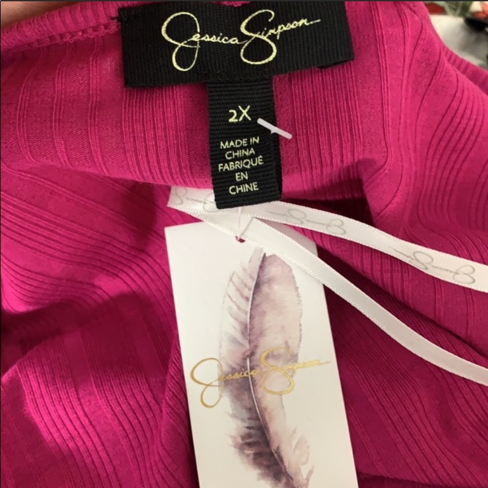 NEW! JESSICA SIMPSON βEsmeβ Fuchsia Peasant Blouse - Picture 8 of 15